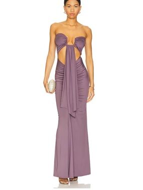 superdown Strapless Cutout Maxi Dress in Dusty Mauve